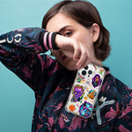 Apple iPhone Xs Max Cute Halloween Spooky Horror Scary Neon Characters Hybrid Protective Phone Case Cover