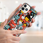 Apple iPhone 15 Pro Max Psychedelic Cute Cats Friends Pop Art Hybrid Protective Phone Case Cover