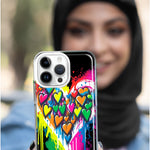 Apple iPhone 13 Pro Max Colorful Rainbow Hearts Love Graffiti Painting Hybrid Protective Phone Case Cover