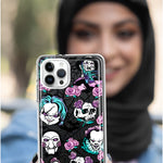 Apple iPhone 14 Pro Max Roses Halloween Spooky Horror Characters Spider Web Hybrid Protective Phone Case Cover