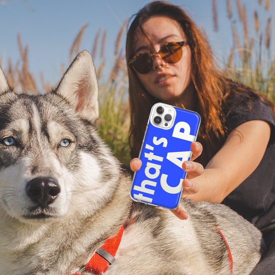 Apple iPhone 15 Pro Blue Clear Funny Text Quote That's Cap Hybrid Protective Phone Case Cover