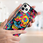 Apple iPhone 14 Psychedelic Trippy Death Skull Pop Art Hybrid Protective Phone Case Cover