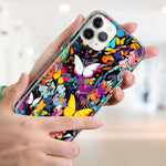 Apple iPhone 12 Pro Max Psychedelic Trippy Butterflies Pop Art Hybrid Protective Phone Case Cover