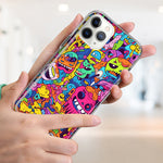 Apple iPhone 14 Pro Psychedelic Trippy Happy Characters Pop Art Hybrid Protective Phone Case Cover