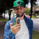 Apple iPhone XS Urban City Full Moon Graffiti Painting Art Hybrid Protective Phone Case Cover