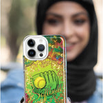Apple iPhone SE 2nd 3rd Generation Love Softball Girls Glove Green Tie Dye Swirl Paint Hybrid Protective Phone Case Cover