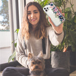 Apple iPhone SE 2nd 3rd Generation Navy Blue Summer Watercolor Floral Classic Purple Flowers Hybrid Protective Phone Case Cover