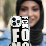 Apple iPhone SE 2nd 3rd Generation Black Clear Funny Text Quote Fckfomo Hybrid Protective Phone Case Cover