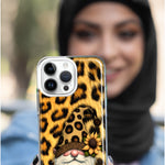 Apple iPhone 15 Pro Gnome Sunflower Leopard Hybrid Protective Phone Case Cover