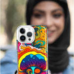 Apple iPhone 14 Plus Neon Rainbow Psychedelic Trippy Hippie Big Brain Hybrid Protective Phone Case Cover