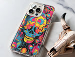 Apple iPhone 14 Pro Max Psychedelic Trippy Death Skull Pop Art Hybrid Protective Phone Case Cover