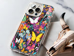 Apple iPhone 14 Psychedelic Trippy Butterflies Pop Art Hybrid Protective Phone Case Cover