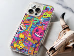 Apple iPhone 15 Pro Max Psychedelic Trippy Happy Characters Pop Art Hybrid Protective Phone Case Cover