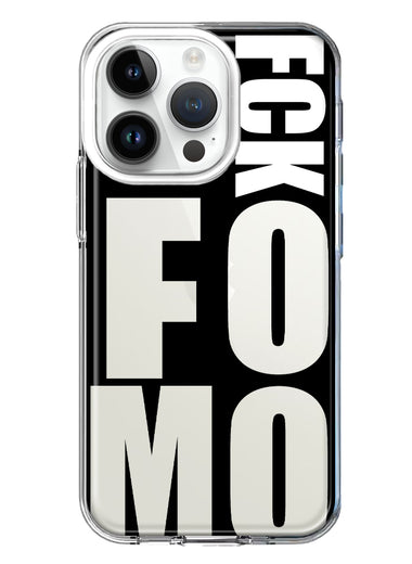 Apple iPhone 14 Pro Black Clear Funny Text Quote Fckfomo Hybrid Protective Phone Case Cover