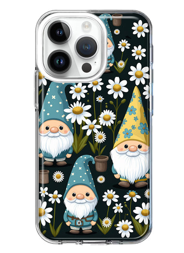 Apple iPhone 14 Pro Cute White Daisies Gnomes Flowers Floral Double Layer Phone Case Cover