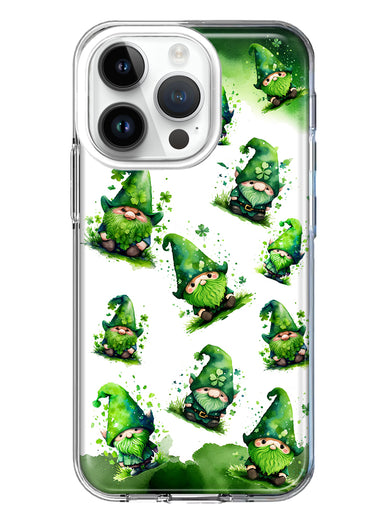 Apple iPhone 14 Pro Gnomes Shamrock Lucky Green Clover St. Patrick Hybrid Protective Phone Case Cover