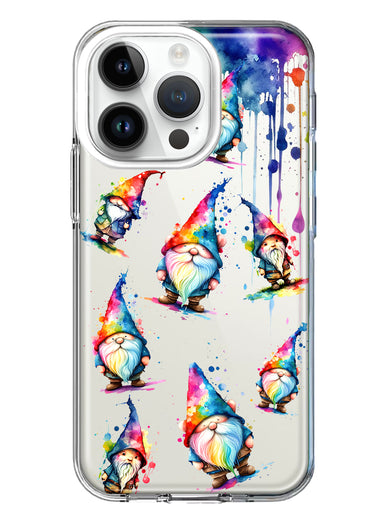 Apple iPhone 14 Pro Neon Water Painting Colorful Splash Gnomes Hybrid Protective Phone Case Cover