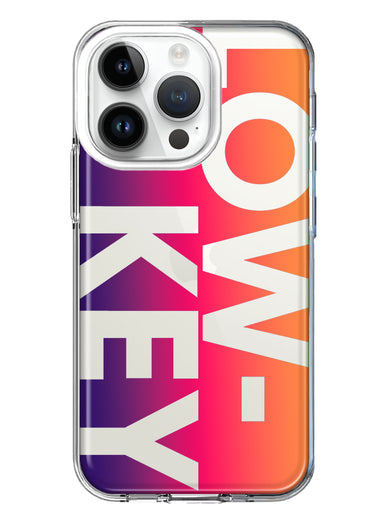 Apple iPhone 14 Pro Purple Pink Orange Clear Funny Text Quote Low Key Hybrid Protective Phone Case Cover