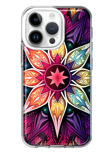 Apple iPhone 14 Pro Mandala Geometry Abstract Star Pattern Hybrid Protective Phone Case Cover
