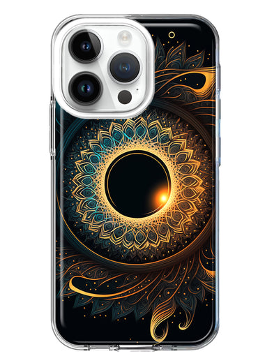 Apple iPhone 14 Pro Mandala Geometry Abstract Eclipse Pattern Hybrid Protective Phone Case Cover