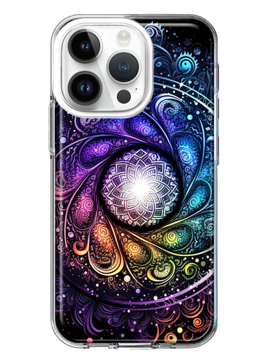Apple iPhone 14 Pro Mandala Geometry Abstract Galaxy Pattern Hybrid Protective Phone Case Cover