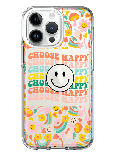 Apple iPhone 14 Pro Max Choose Happy Smiley Face Retro Vintage Groovy 70s Style Hybrid Protective Phone Case Cover