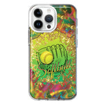 Apple iPhone 14 Pro Max Love Softball Girls Glove Green Tie Dye Swirl Paint Hybrid Protective Phone Case Cover