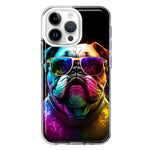 Apple iPhone 15 Pro Neon Rainbow Glow Bulldog Hybrid Protective Phone Case Cover