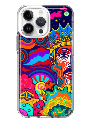 Apple iPhone 14 Pro Max Neon Rainbow Psychedelic Indie Hippie Indie King Hybrid Protective Phone Case Cover