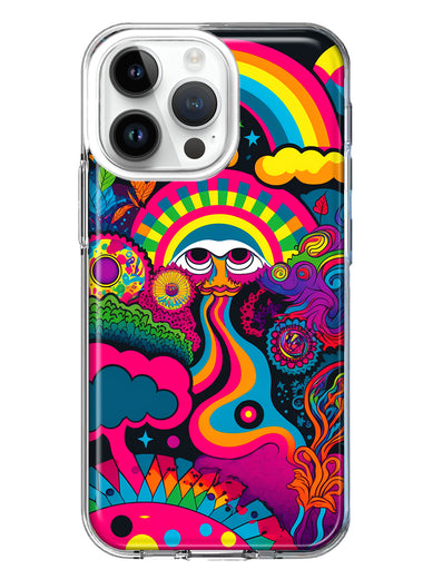 Apple iPhone 14 Pro Max Psychedelic Trippy Hippie Night Walk Hybrid Protective Phone Case Cover