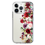 Apple iPhone 14 Pro Max Red Summer Watercolor Floral Bouquets Ruby Flowers Hybrid Protective Phone Case Cover