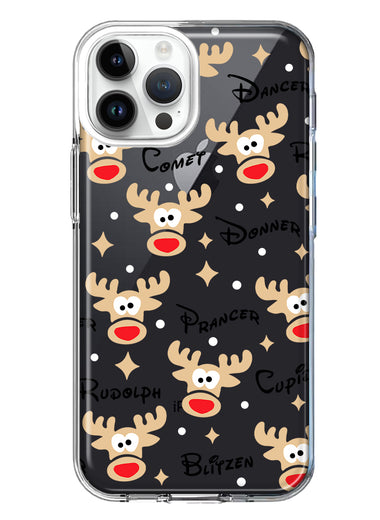 Apple iPhone 14 Pro Max Red Nose Reindeer Christmas Winter Holiday Hybrid Protective Phone Case Cover