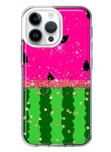 Apple iPhone 15 Pro Max Summer Watermelon Sugar Vacation Tropical Fruit Pink Green Hybrid Protective Phone Case Cover
