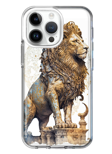 Apple iPhone 14 Pro Max Ancient Lion Sculpture Hybrid Protective Phone Case Cover