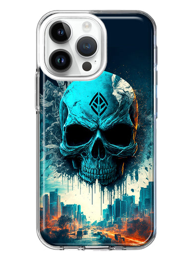 Apple iPhone 14 Pro Max Blue Apocalypse Cyberpunk Skull Feather Double Layer Phone Case Cover