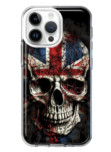 Apple iPhone 15 Pro British UK Flag Skull Hybrid Protective Phone Case Cover