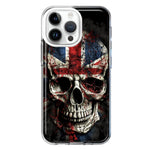 Apple iPhone 15 Pro British UK Flag Skull Hybrid Protective Phone Case Cover