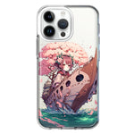 Apple iPhone 15 Pro Kawaii Manga Pink Cherry Blossom Japanese Girl Boat Hybrid Protective Phone Case Cover