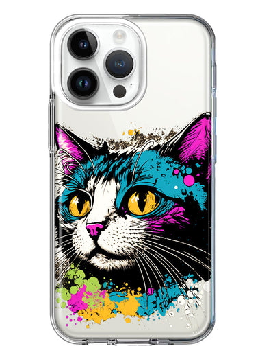 Apple iPhone 15 Pro Max Cool Cat Oil Paint Pop Art Hybrid Protective Phone Case Cover