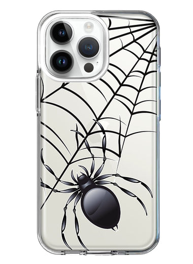 Apple iPhone 15 Pro Creepy Black Spider Web Halloween Horror Spooky Hybrid Protective Phone Case Cover