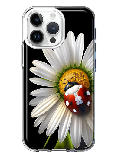 Apple iPhone 15 Pro Cute White Daisy Red Ladybug Double Layer Phone Case Cover