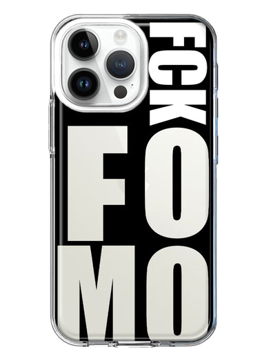 Apple iPhone 14 Pro Max Black Clear Funny Text Quote Fckfomo Hybrid Protective Phone Case Cover