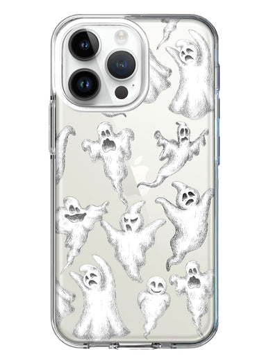 Apple iPhone 14 Pro Max Cute Halloween Spooky Floating Ghosts Horror Scary Hybrid Protective Phone Case Cover