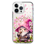Apple iPhone 14 Pro Max Cute Pink Cherry Blossom Gnome Spring Floral Flowers Double Layer Phone Case Cover