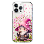 Apple iPhone 15 Pro Max Cute Pink Cherry Blossom Gnome Spring Floral Flowers Double Layer Phone Case Cover