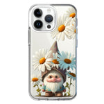 Apple iPhone 15 Pro Cute Gnome White Daisy Flowers Floral Hybrid Protective Phone Case Cover