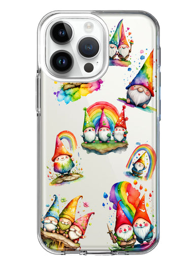 Apple iPhone 15 Pro Colorful Neon Glow Rainbow Gnomes Painting Hybrid Protective Phone Case Cover