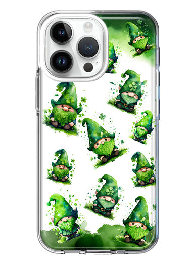 Apple iPhone 15 Pro Gnomes Shamrock Lucky Green Clover St. Patrick Hybrid Protective Phone Case Cover
