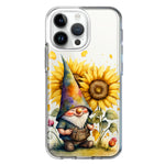 Apple iPhone 15 Pro Max Cute Gnome Sunflowers Clear Hybrid Protective Phone Case Cover