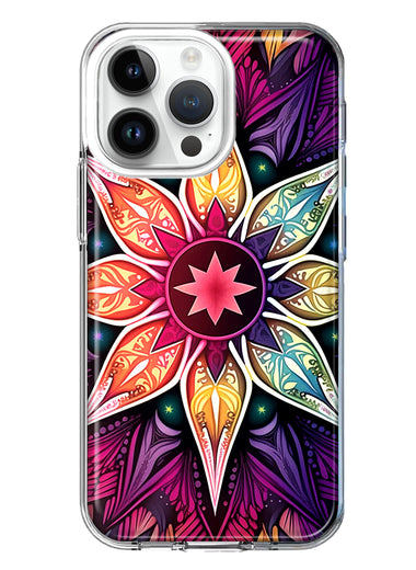 Apple iPhone 14 Pro Max Mandala Geometry Abstract Star Pattern Hybrid Protective Phone Case Cover